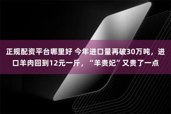 正规配资平台哪里好 今年进口量再破30万吨，进口羊肉回到12元一斤，“羊贵妃”又贵了一点