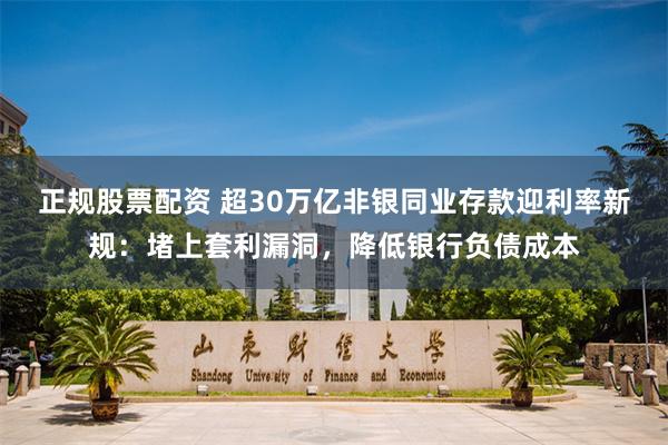 正规股票配资 超30万亿非银同业存款迎利率新规：堵上套利漏洞，降低银行负债成本